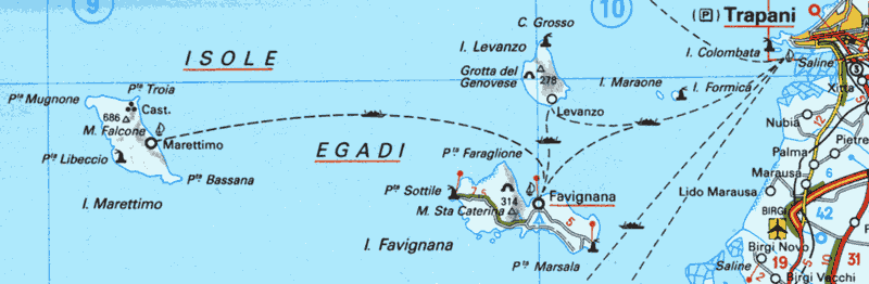 Mappa delle Isole Egadi